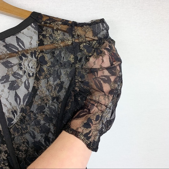 Charlotte Russe Ruffle Sleeve Sheer Lace Blouse - Picture 7 of 8